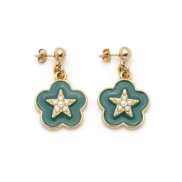 Forest Gold Plated Clover Charm Pinned Earrings - 1