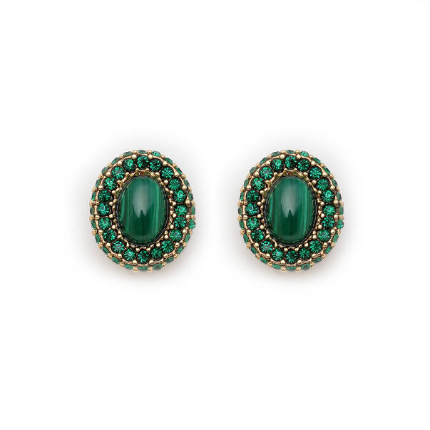 Forest Pulse Malachite Clip On Earrings - 1