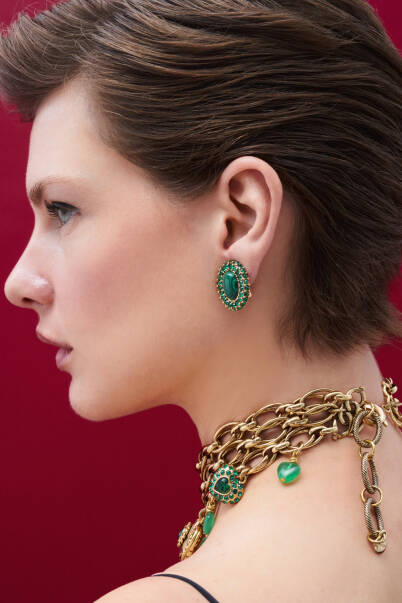 Forest Pulse Malachite Clip On Earrings - 4