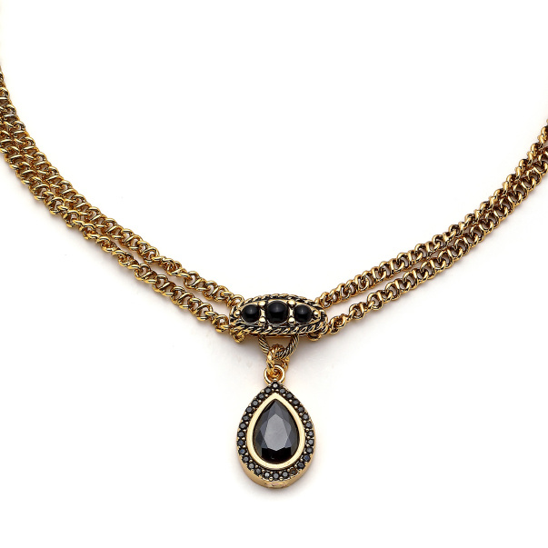 Forever Gold Plated Black Zircon Chain Necklace - 6