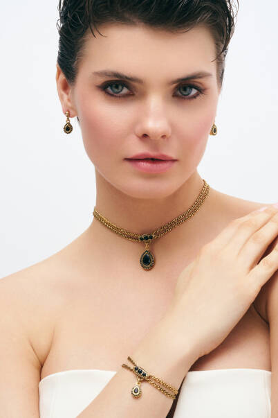 Forever Gold Plated Black Zircon Chain Necklace - 2