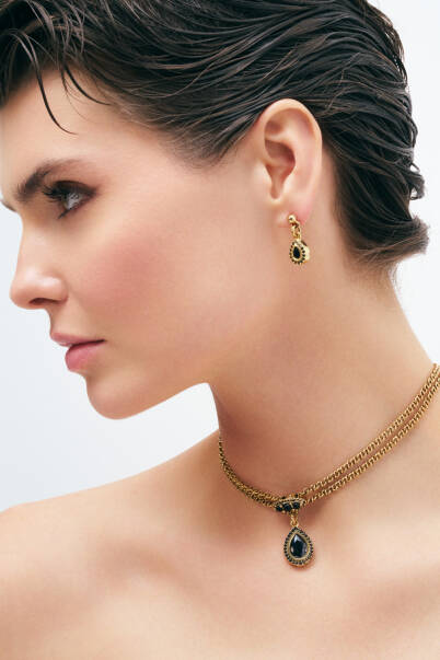 Forever Gold Plated Black Zircon Chain Necklace - 3