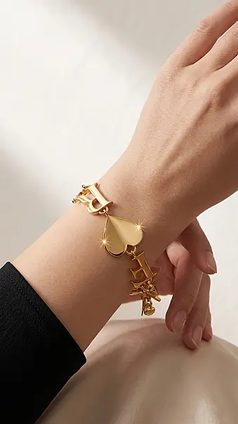 Forever Kalp Charm Altın Kaplama Bilezik - 1
