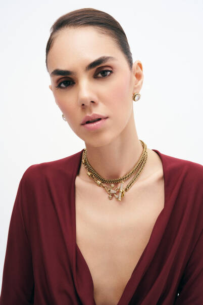 Forever Linked Altın Kaplama Zirkon Zincir Kolye - 6