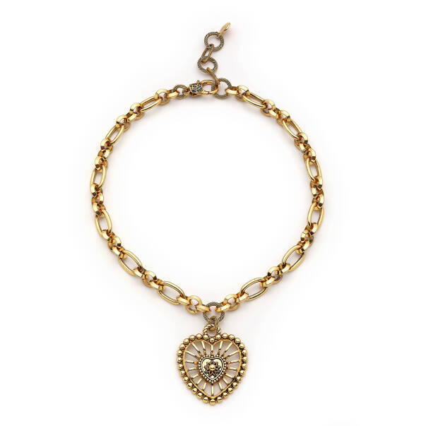 Forever Yours Altın Kaplama Kalp Charm Zincir Kolye - 1