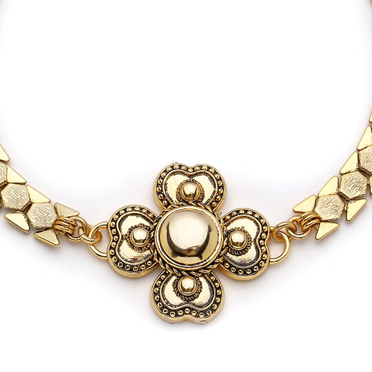 Fortuna Clover Charm Gold Plated Chain Necklace - (1)