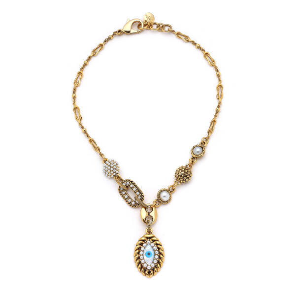 Fortuna Eye Pearl Eye Charm Necklace - 1
