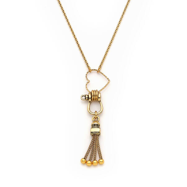 Fortunate Heart, Tassel Charm Gold-Plated Chain Necklace - 2