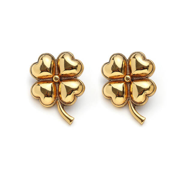 Fortunis Clover Charm Gold Plated Stud Earrings - 1
