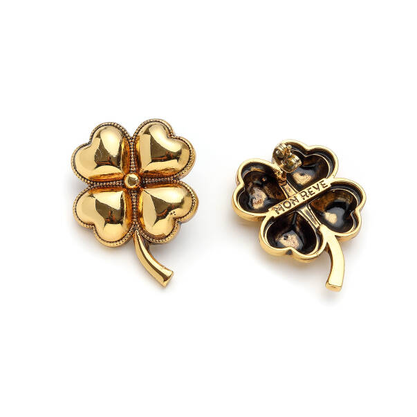 Fortunis Clover Charm Gold Plated Stud Earrings - 2