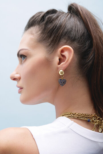 Fossil Kalp Charm İğneli Küpe - 