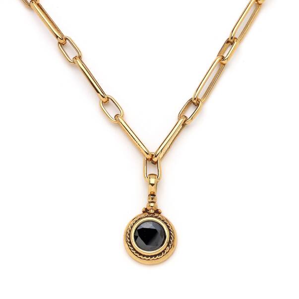 Frances Black Zircon Gold Plated Necklace - 3