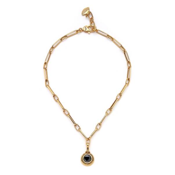 Frances Black Zircon Gold Plated Necklace - 1