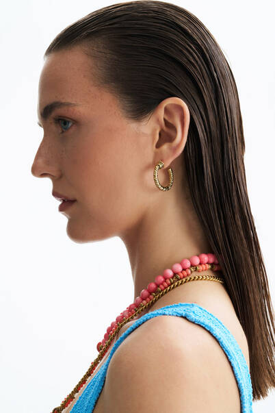 Fred Gold Plated Hoop Pinned Earrings - 2
