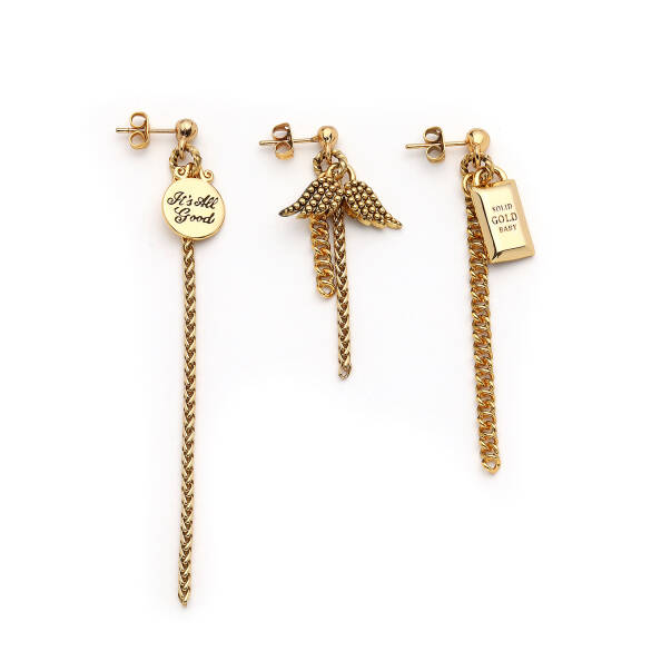 Freska Wing Charm Gold Plated Pinned Earrings - 1