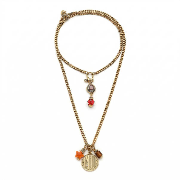 Gaia Star, Heart Charm Gold Plated Chain Necklace - 1