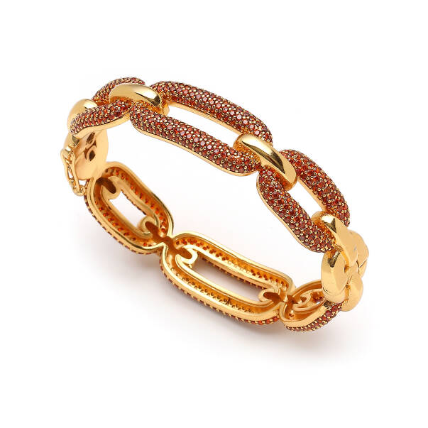Garnet Zircon Gold Plated Cuff Bracelet - 1