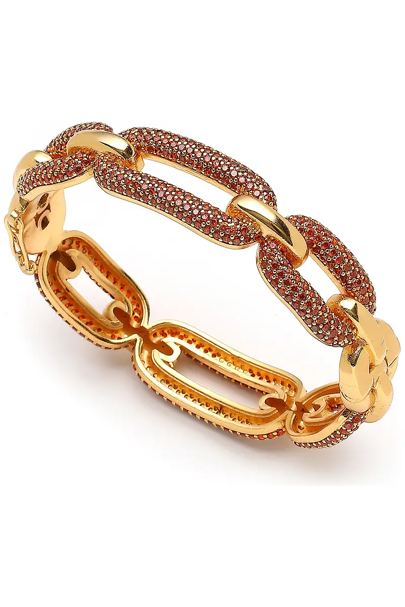 Garnet Zircon Gold Plated Cuff Bracelet