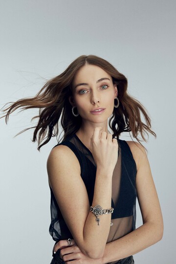 Gastore Gümüş Kaplama Kalp Zincir Bilezik - (1)