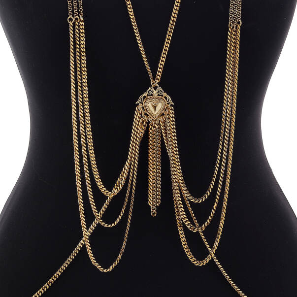 Gigi Heart Charm Gold Plated Chain Bodychain - 2