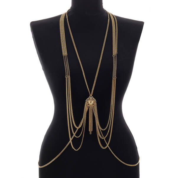 Gigi Heart Charm Gold Plated Chain Bodychain - 1