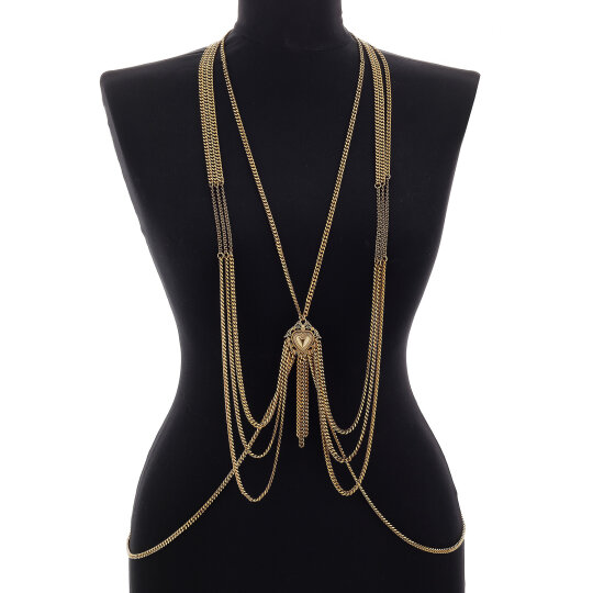 Gigi Kalp Charm Altın Kaplama Zincir Vücut Aksesuarı - 