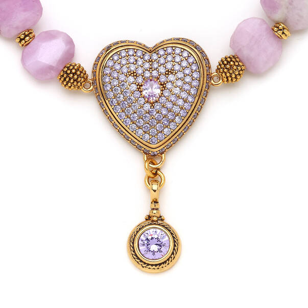 Gladiolus Zirkon Kalp Charm Kolye - 2