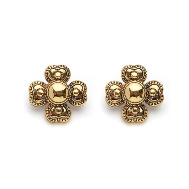 Gleam Clover Charm Gold Plated Stud Earrings - 1