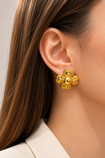Gleam Clover Charm Gold Plated Stud Earrings - (1)