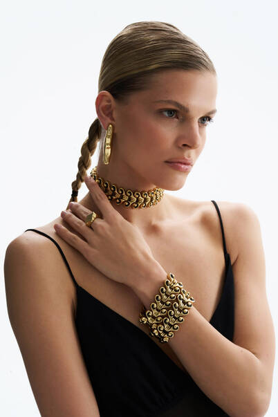 Glided Grace Altın Kaplama Abiye Choker - 5