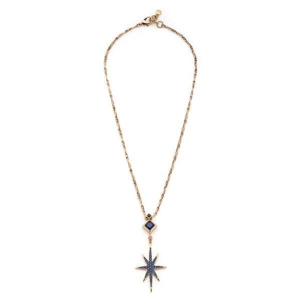 Glimmer Zirkon Kutup Yıldız Charm Zincir Kolye - 2