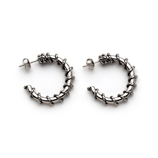 Glitter Baby Silver Plated Hoop Pinned Earrings - 