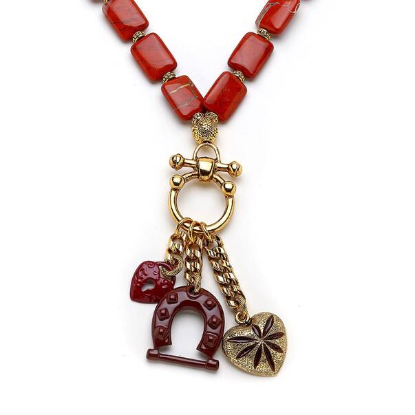 Glow Red Jasper Doğal Taş Charm Kolye - 2