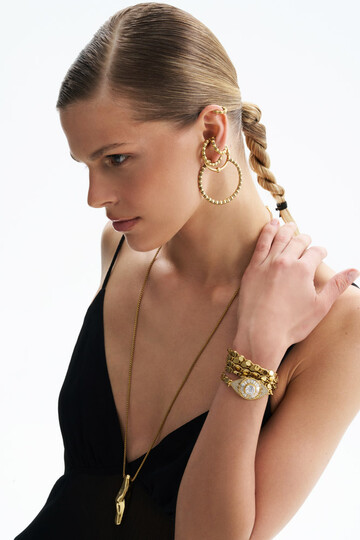 Gold On Fire Altın Kaplama Kıkırdak Küpe - (1)