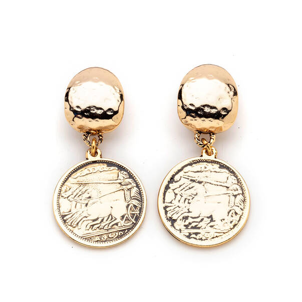 Gold Üçgen Klips Ucu Para Küpe - 1
