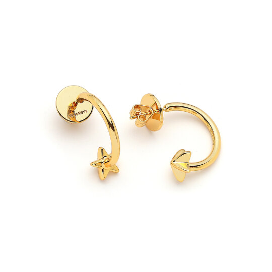 Golden Arrow Hoops Gold Plated Pinned Earrings - (1)