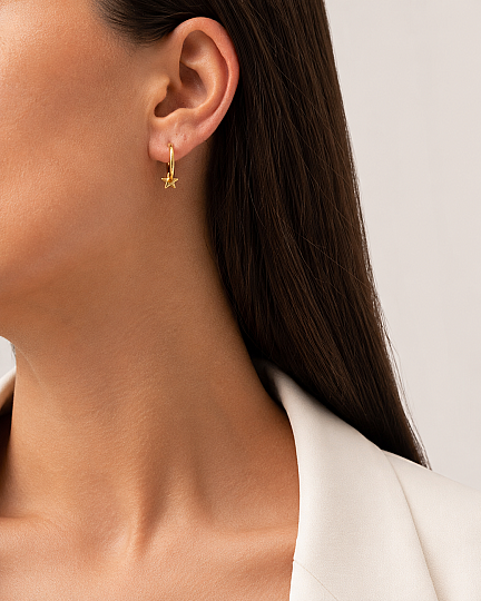 Golden Arrow Hoops Gold Plated Pinned Earrings - (1)