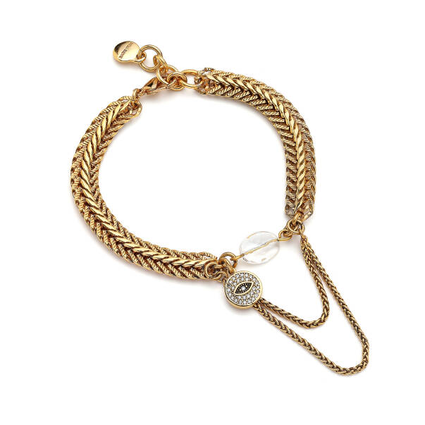Golden Gaze Eye Charm Gold Plated Chain Anklet - 1