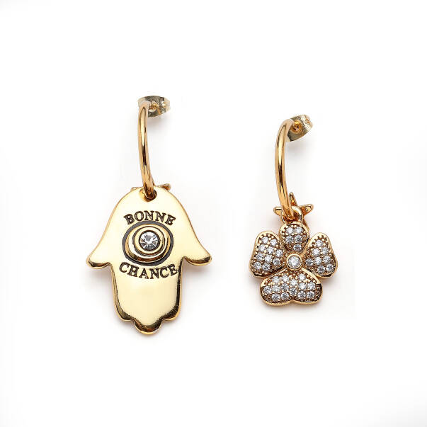 Golden Guardian Clover Charm Pinned Earrings - 1