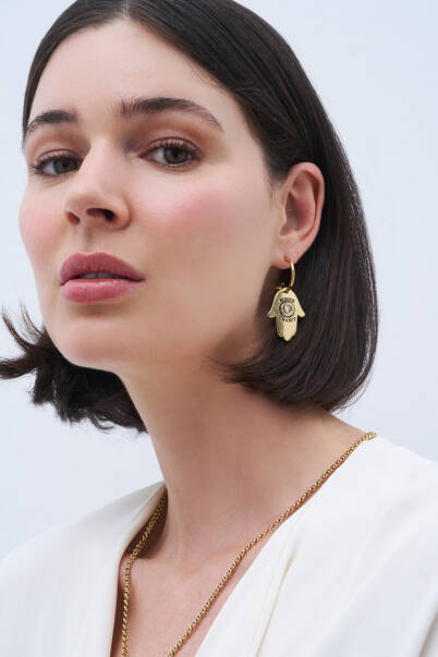 Golden Guardian Clover Charm Pinned Earrings - 3