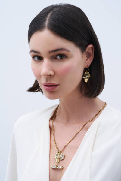 Golden Guardian Clover Charm Pinned Earrings - 6