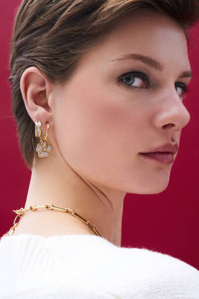 Golden Guardian Clover Charm Pinned Earrings - 7