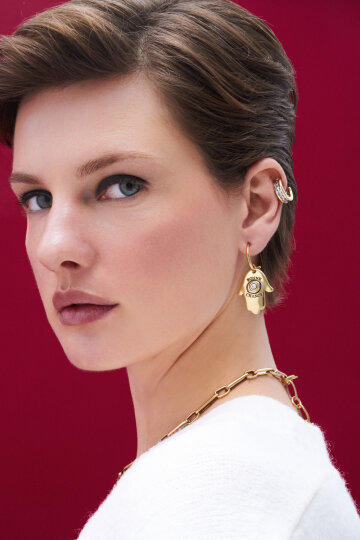 Golden Guardian Clover Charm Pinned Earrings - (1)