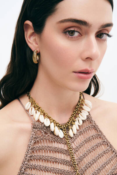 Golden Horizon Gold Plated Hoop Pinned Earrings - 3