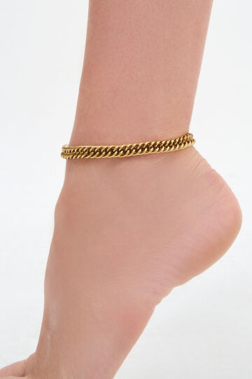 Golden Hour Gold Plated Chain Anklet - (1)