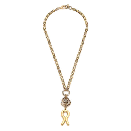 Golden Loop Heart Charm Gold Plated Chain Necklace - 