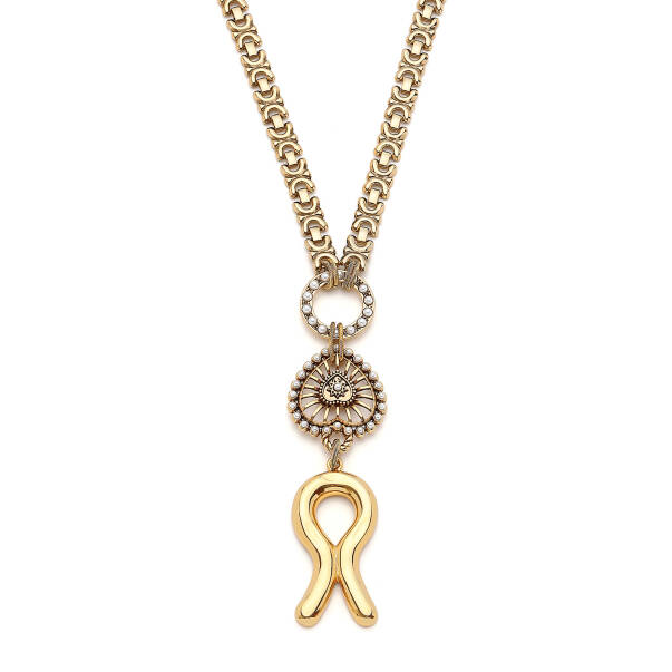 Golden Loop Heart Charm Gold Plated Chain Necklace - 2