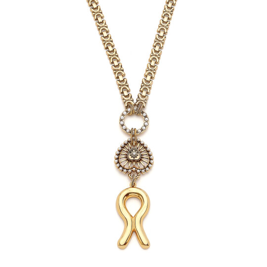 Golden Loop Kalp Charm Altın Kaplama Zincir Kolye - (1)