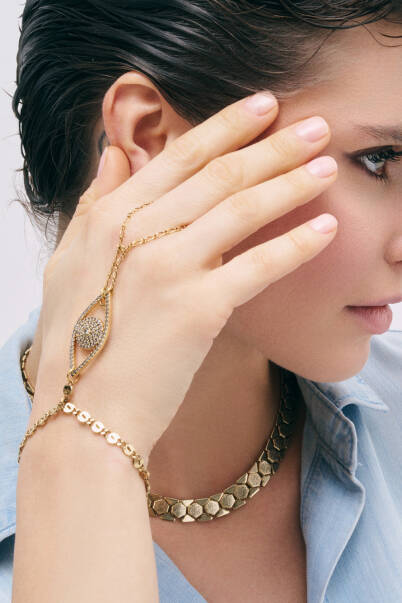 Golden Mirage Göz Charm Altın Kaplama Zincir Şahmeran - 2