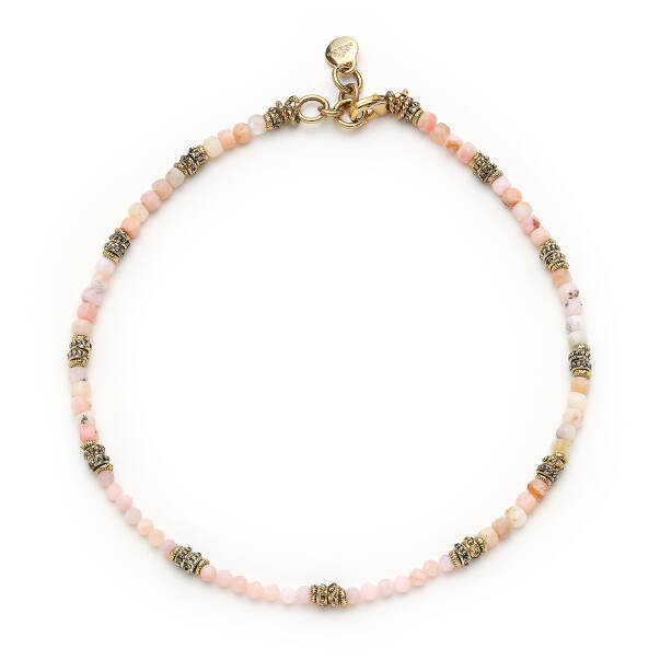 Golden Whisper Pembe Kuvars Doğal Taş Kolye - 1